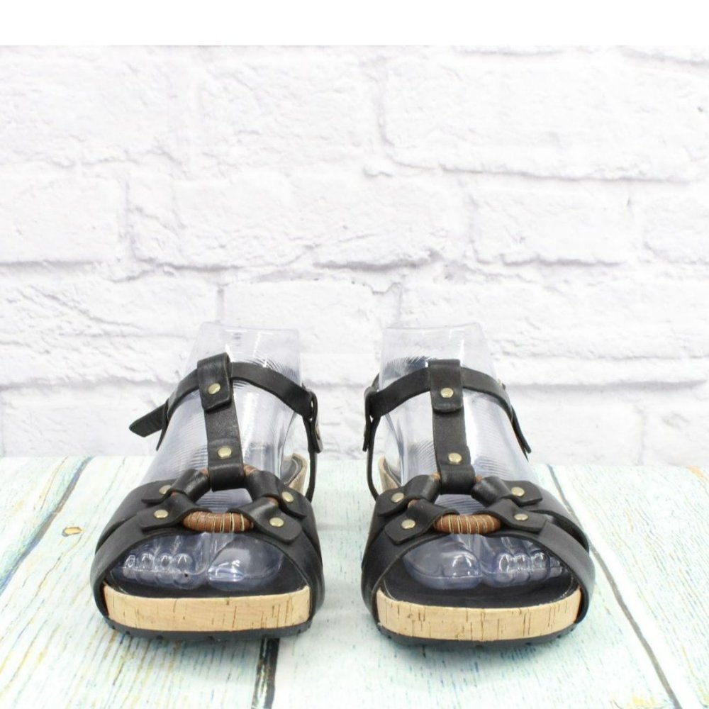 Timberland Black Leather Slip On Adjustable Slingback Casual Sandals Size 9 M - Picture 4 of 9